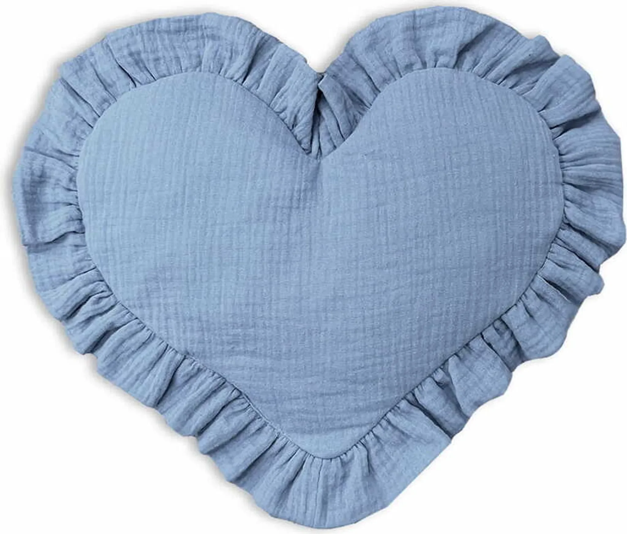 DOLCE SONNO Babykissen – Herzform, Baumwoll-Musselin, Jeans
