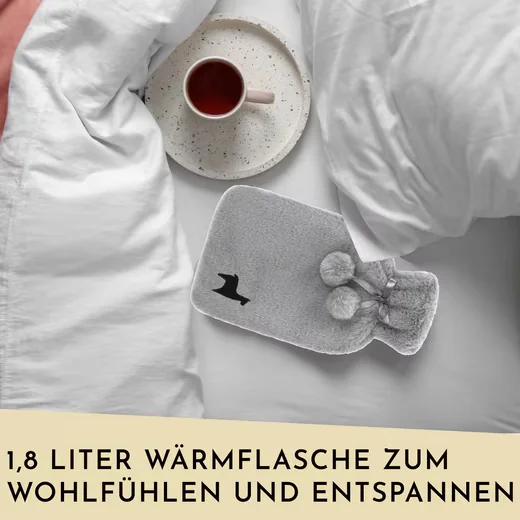 NORDSTERN Wärmflasche 1,8 L mit weichem Bezug Bettflasche