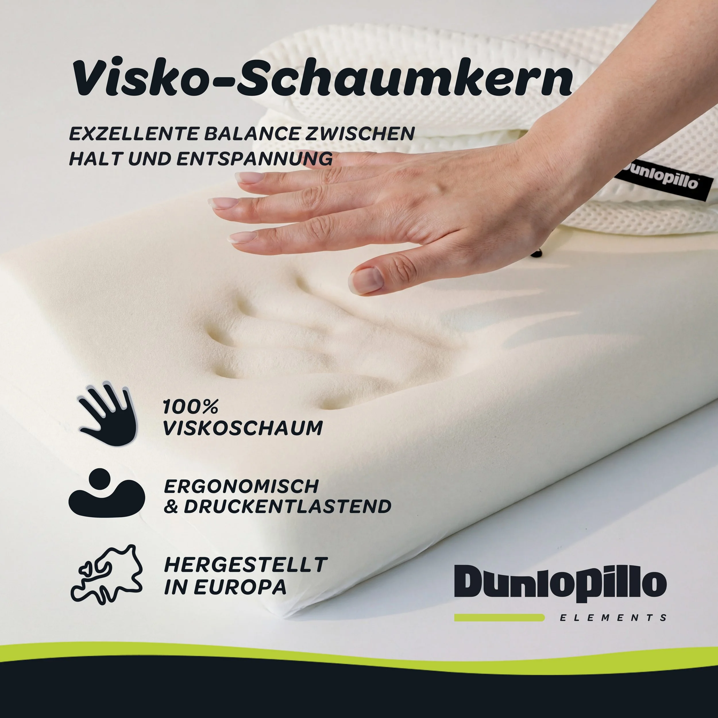 DUNLOPILLO Nackenstützkissen Home Viskoschaum 30x50 cm orthopädisch
