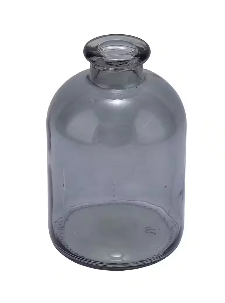 Glasvase grau-transparent – moderne Tischvase, ca. 17 cm Höhe