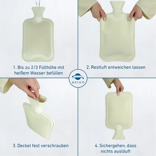 AXION Wärmflasche 2 Liter mit Bezug 33 x 20 cm