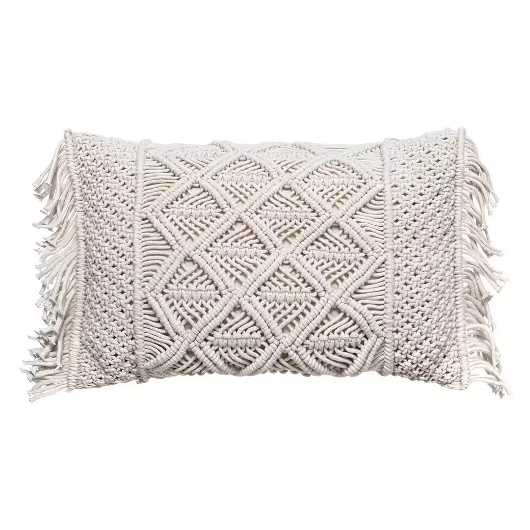 ATMOSPHERA Dekokissen Makramee mit Fransen 30x50 cm beige