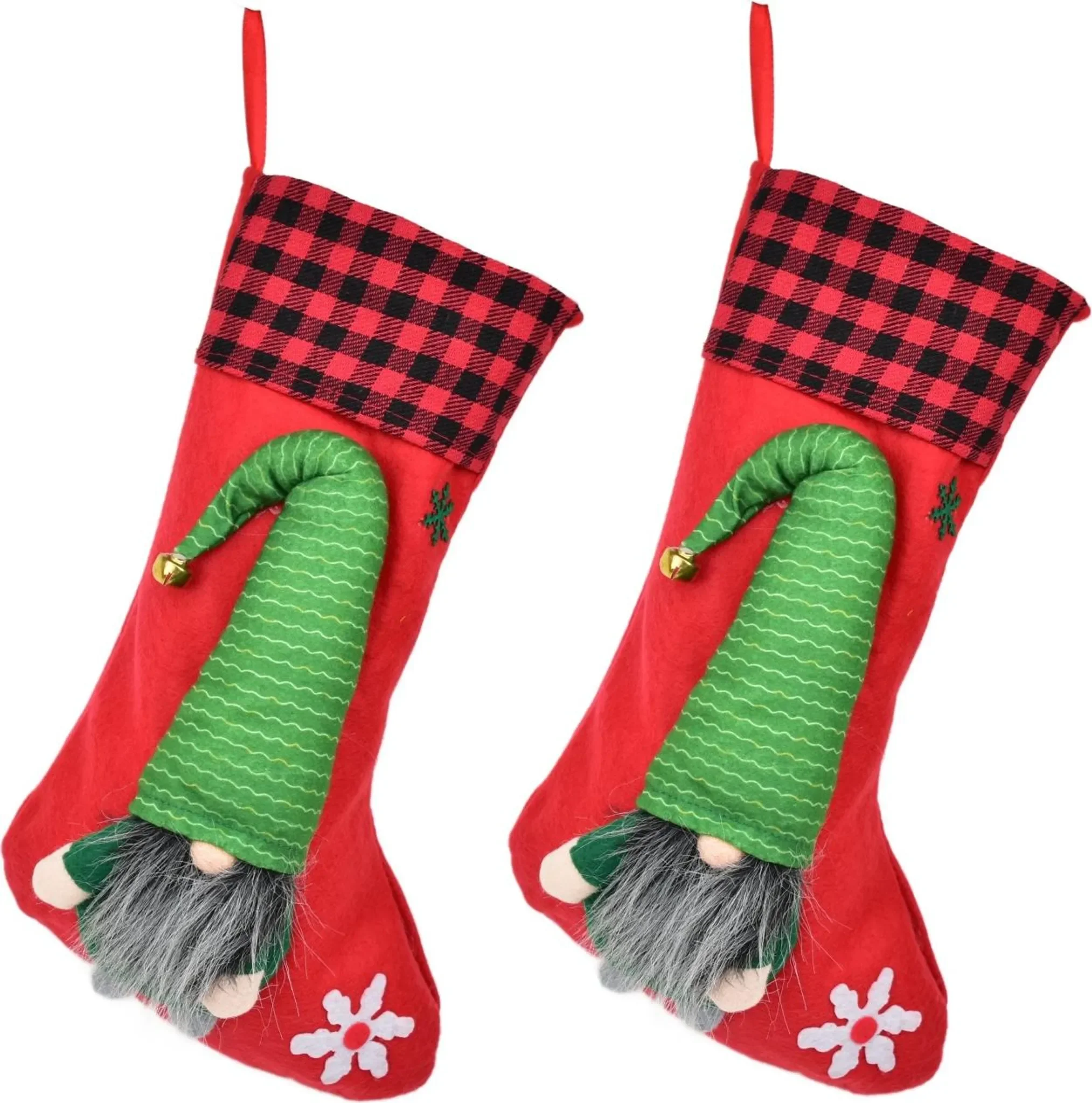 Strumpf mit Elfchen 42×22 cm – 2er-Set Weihnachtsdekoration