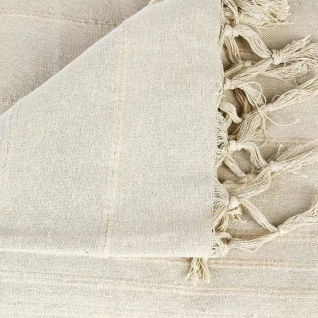 ATMOSPHERA Tagesdecke Baumwolle beige mit Fransen 230x250 cm Sofa