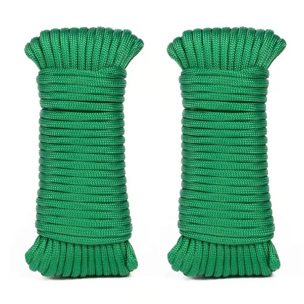 2x Paracord Campingseil – Survival Seil 15 m, Grün