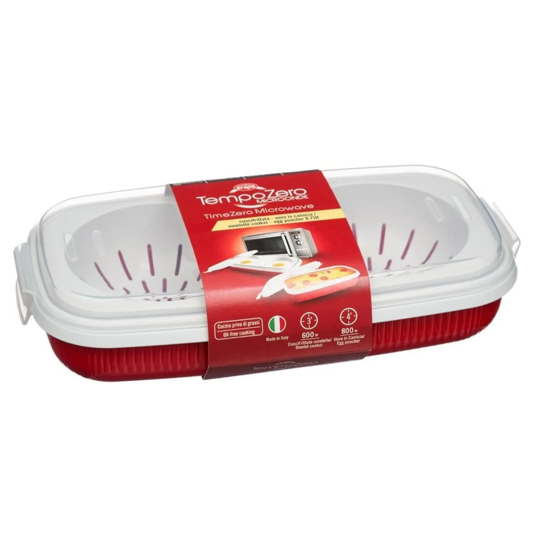 Mikrowellen-Eierkocher 0,75 l – für Omelett & pochierte Eier, Rot