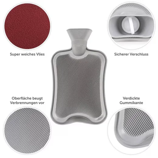 BLUMTAL Wärmflasche mit Bezug aus Polar Fleece