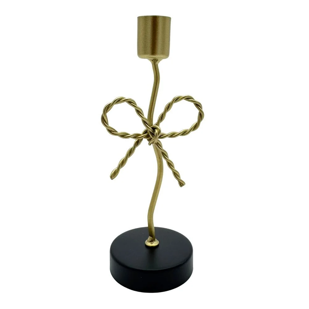 Kerzenhalter „Goldene Schleife“ – eleganter Stabkerzenhalter aus Metall