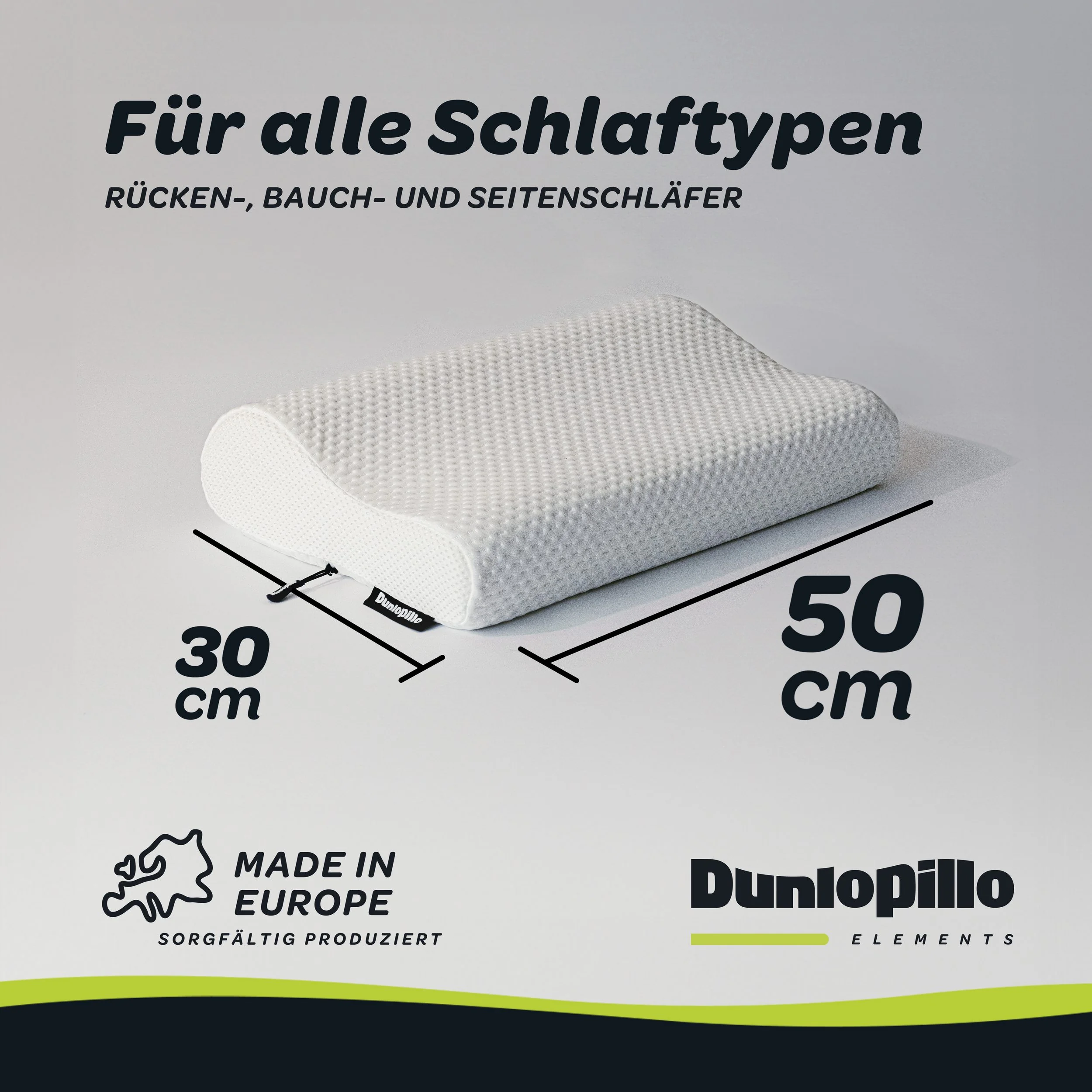 DUNLOPILLO Nackenstützkissen Home Viskoschaum 30x50 cm orthopädisch