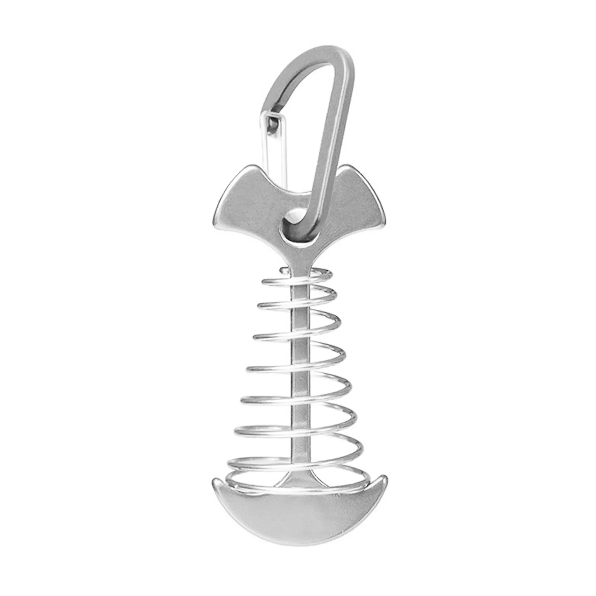 Deckankerheringe – Fishbone Zeltheringe mit Karabinern, Silber