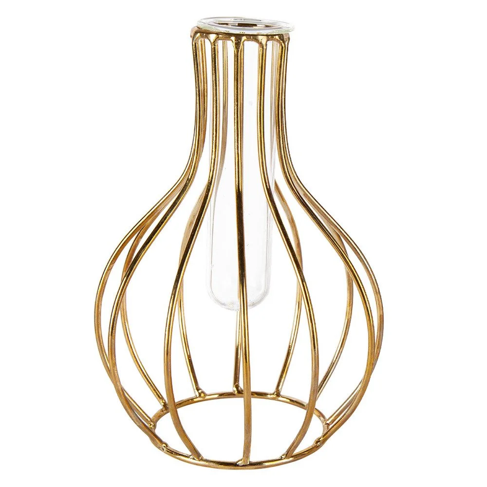 Dekovase mit Ständer – Metall Gold, ca. 11 × 17 cm