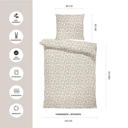 MTONLINEHANDEL Bettwäsche Renforcé Leo Adventure weiß beige braun