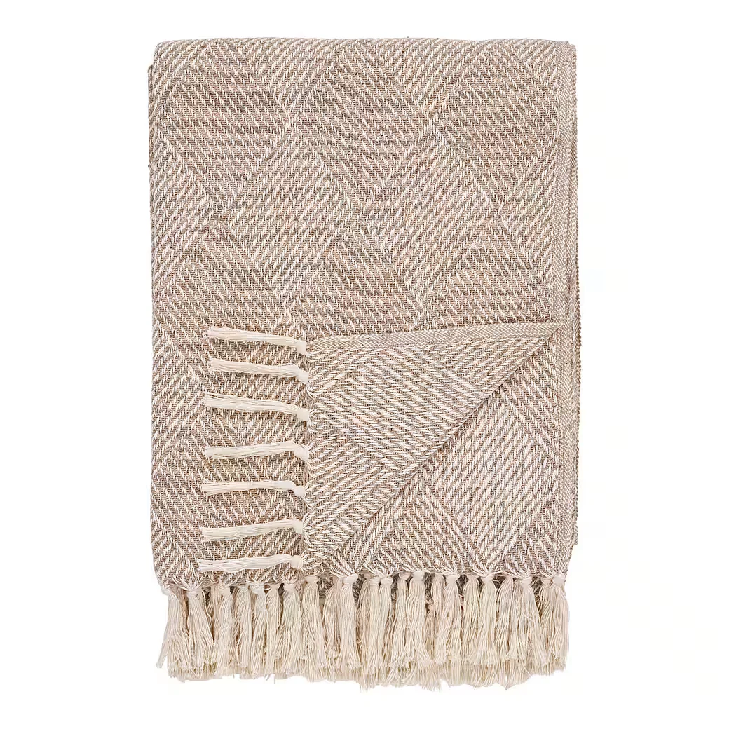 TINKARO Plaid Bursa 180x130 cm Taupe Wohndecke