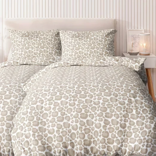 MTONLINEHANDEL Bettwäsche Renforcé Leo Adventure weiß beige braun